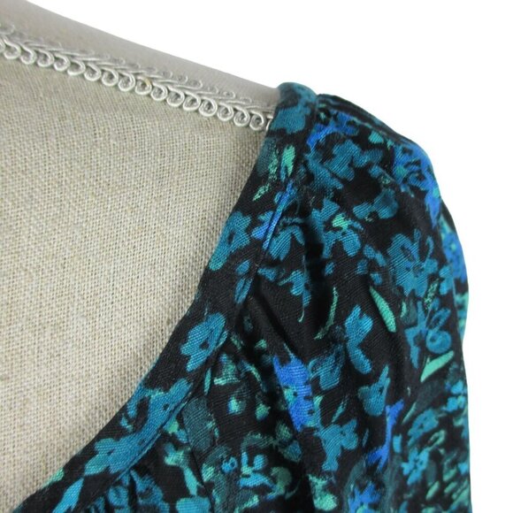 Terra & Sky Dress Knee Length Shirred Floral Belted with POCKETS 3X - Picture 8 of 11